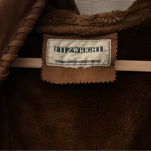 Vintage Fitz-Wright Brown Faux Suede & Sherpa Lined Size XL Coat 90’s Grunge - Picture 3 of 7